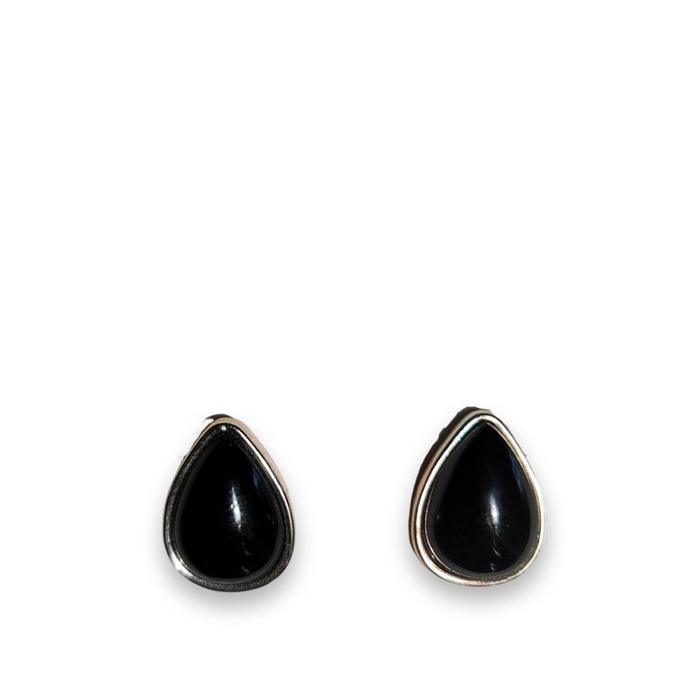 Silvertone Napier Black teardrop earrings pierced